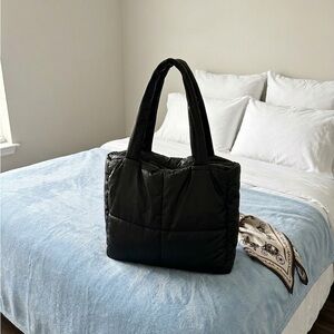 LA Girl Black Quilted Tote Bag